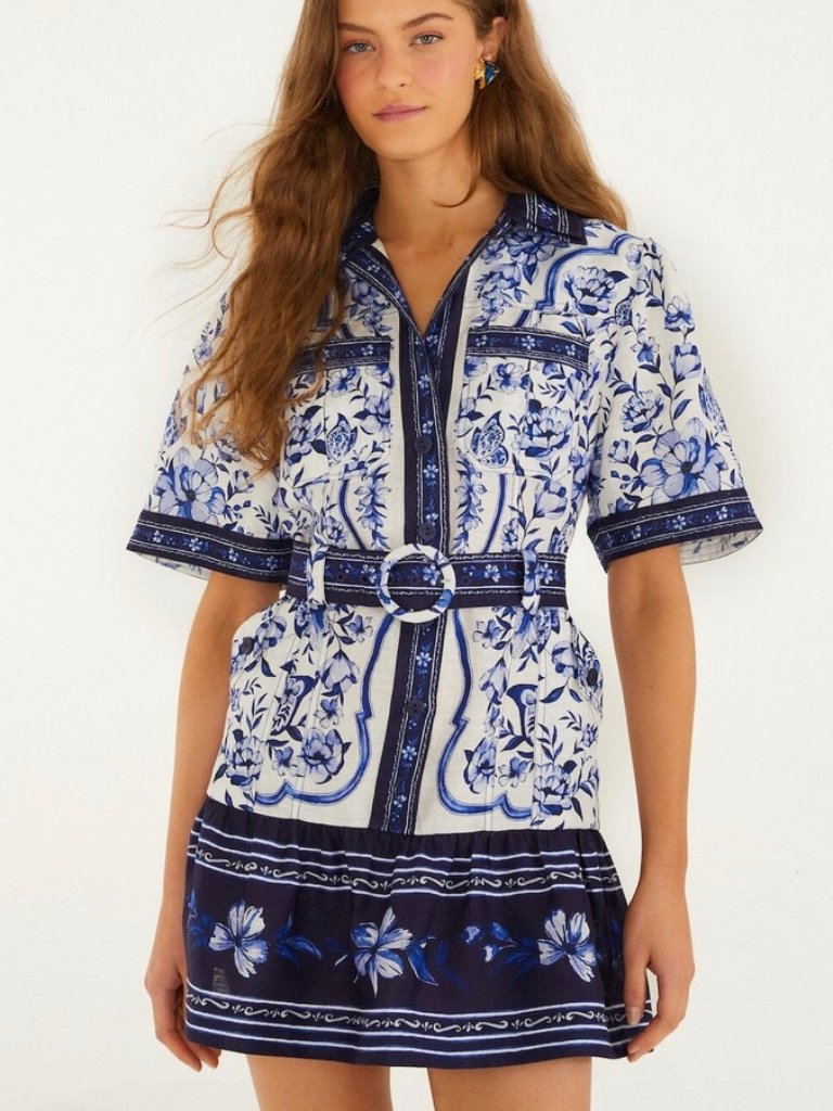 Nwt Farm Rio Off-White Porcelain Garden Mini Dress